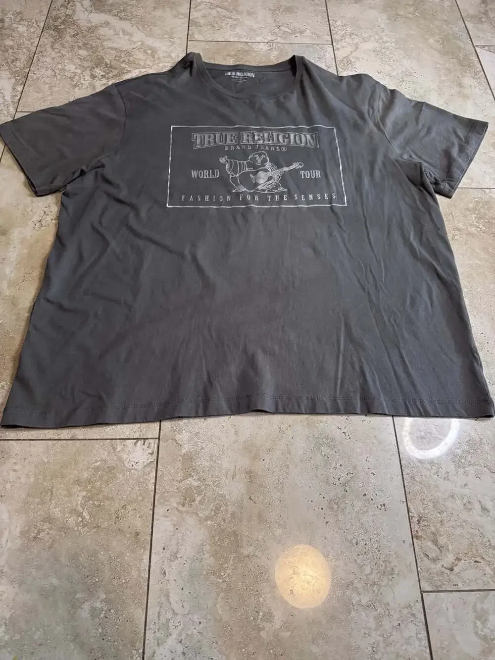 True Religion World Tour Buddha Graphic T-Shirt Gray Size XL